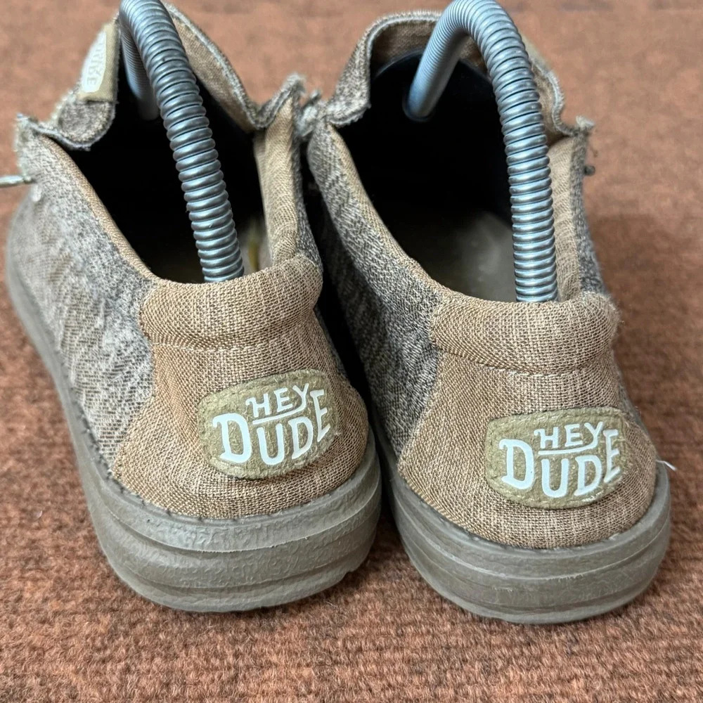 Hey Dude Wally Youth Sport Knit Walnut Brown Slip On Loafers Shoes 40551 US 6Y